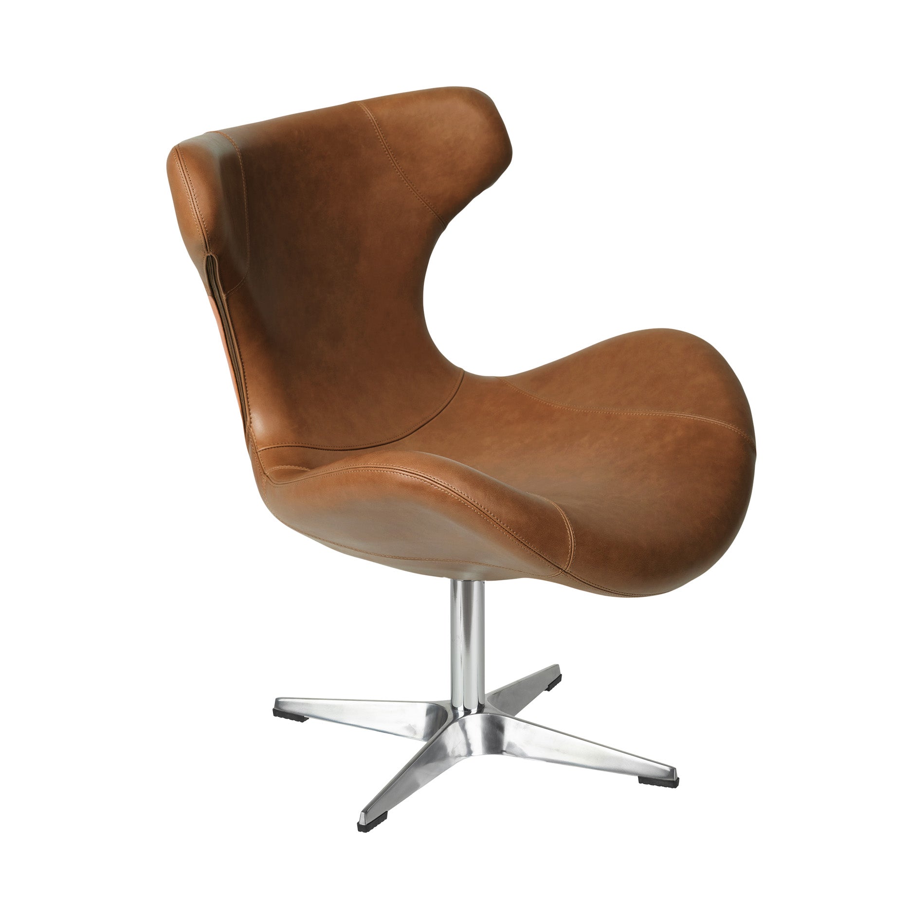 Kato loungestol læder m. chrome drejesokkel